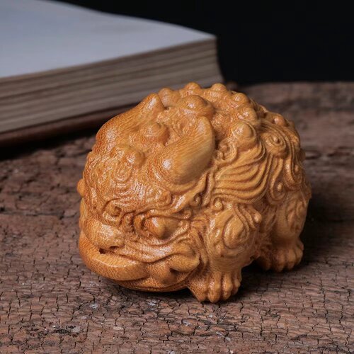 黄金檀雕刻双头貔貅款摆件摆设 规格5.5×4.5×4.5中式文玩木雕
