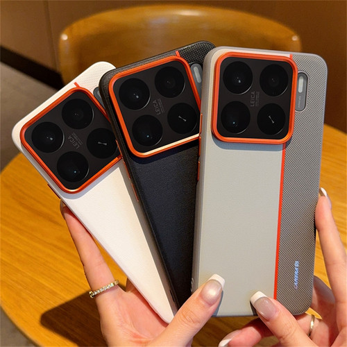 适用于小米15spro手机壳皮纹拼接