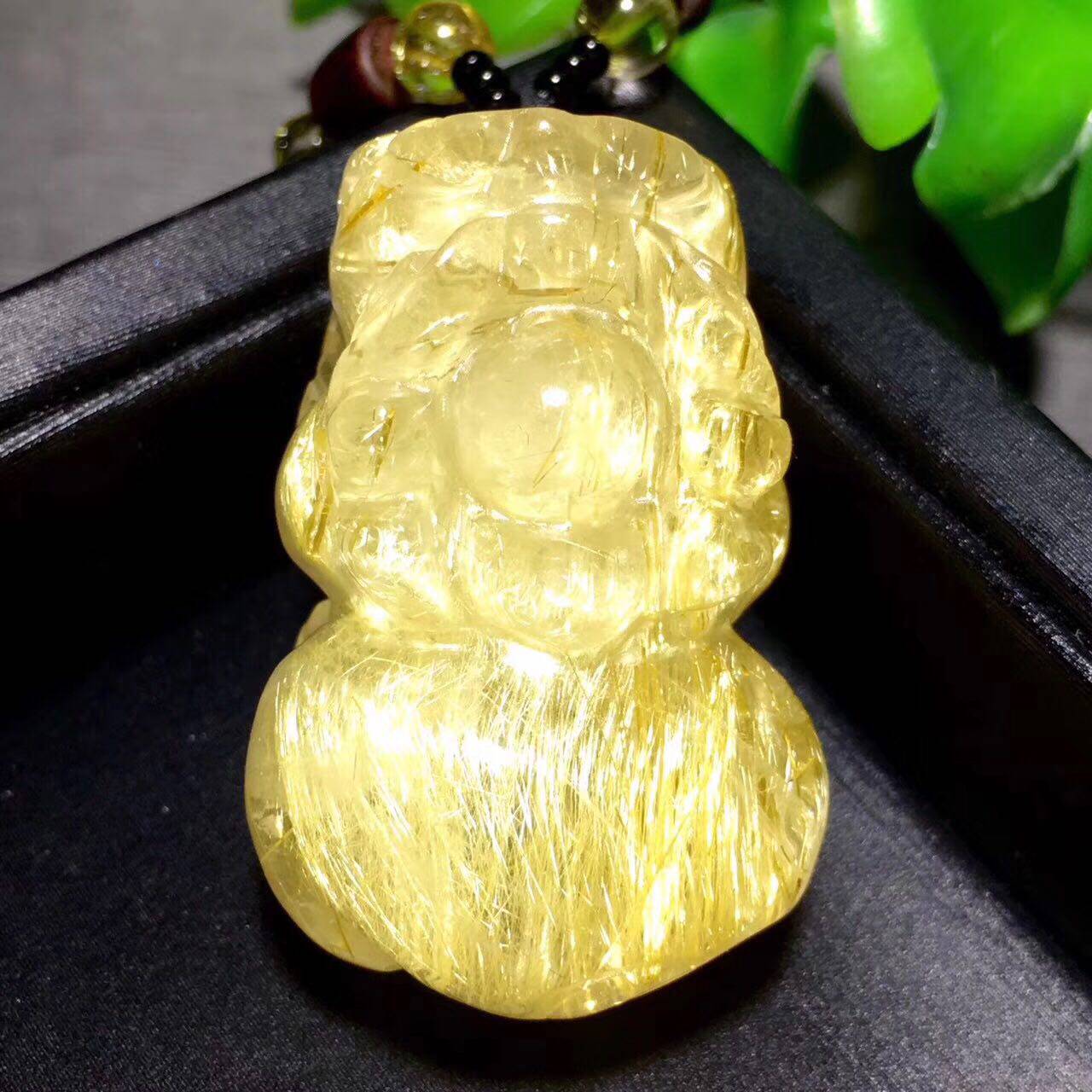 专柜正品天然发晶顺发貔貅吊坠白体金发男女挂件