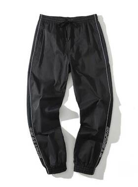 SKALUTE 2021新款黑色运动裤休闲裤反光字母印花宽松拉链口袋P013