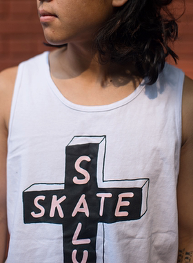 超值折扣/SKALUTE全棉背心 滑板 十字架印花 街头嘻哈宽松 VEST01