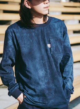 长袖T恤SKALUTE2020秋冬新款圆领嘻哈滑板百搭打底潮流扎染CT019