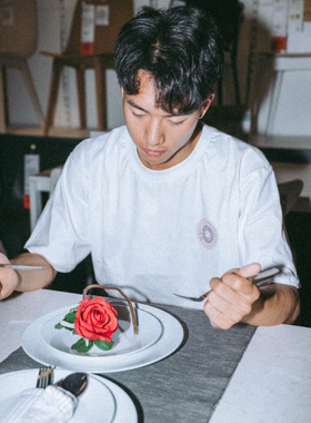 SKALUTE2020夏款全棉短袖T恤白色宽松背后LOGO印花街头滑板DT043