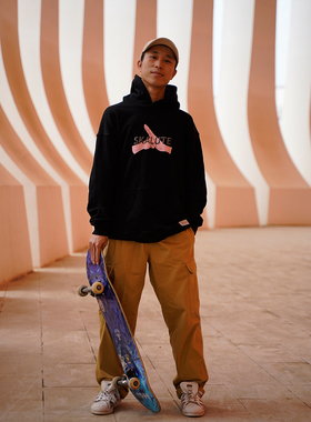 SKALUTE2022新款全棉连帽卫衣落肩宽松街头滑板运动原创潮流H039
