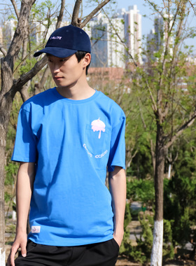 超值折扣/SKALUTE圆领短袖口袋印花T恤卡通滑板街头潮流嘻哈DT033