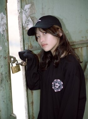 长袖T恤筹码MR LUCKY 白纯棉宽松街头滑板品牌SKALUTECT013