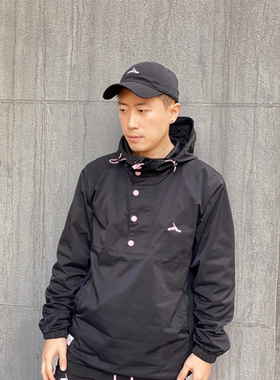 断码折扣/冲锋衣防风夹克黑色外套撞色纽扣街头滑板SKALUTE H032