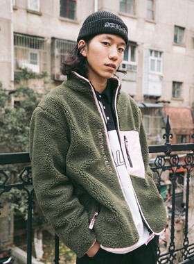 断码折扣/羊羔绒夹克拉链外套狗镇联名DOGTOWNxSKALUTE合作款J021