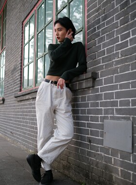 白色灯芯绒轻薄全棉长裤男女old school复古风格滑板SKALUTE P011