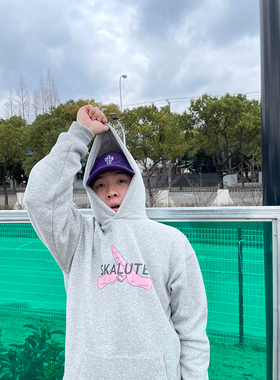 SKALUTE2022新款全棉连帽卫衣落肩宽松街头滑板运动原创潮流H039