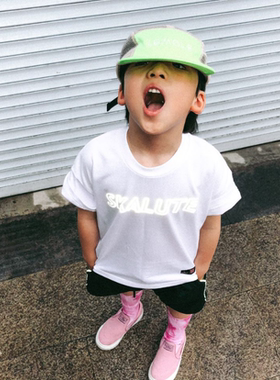SKALUTE KIDS 2020 夏季新款滑板童装反光LOGO字母印花白色T恤K06