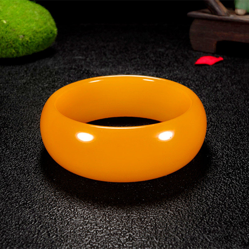 加宽加厚云南龙陵黄龙玉手镯女款带证书送礼品天然正品真玉手镯