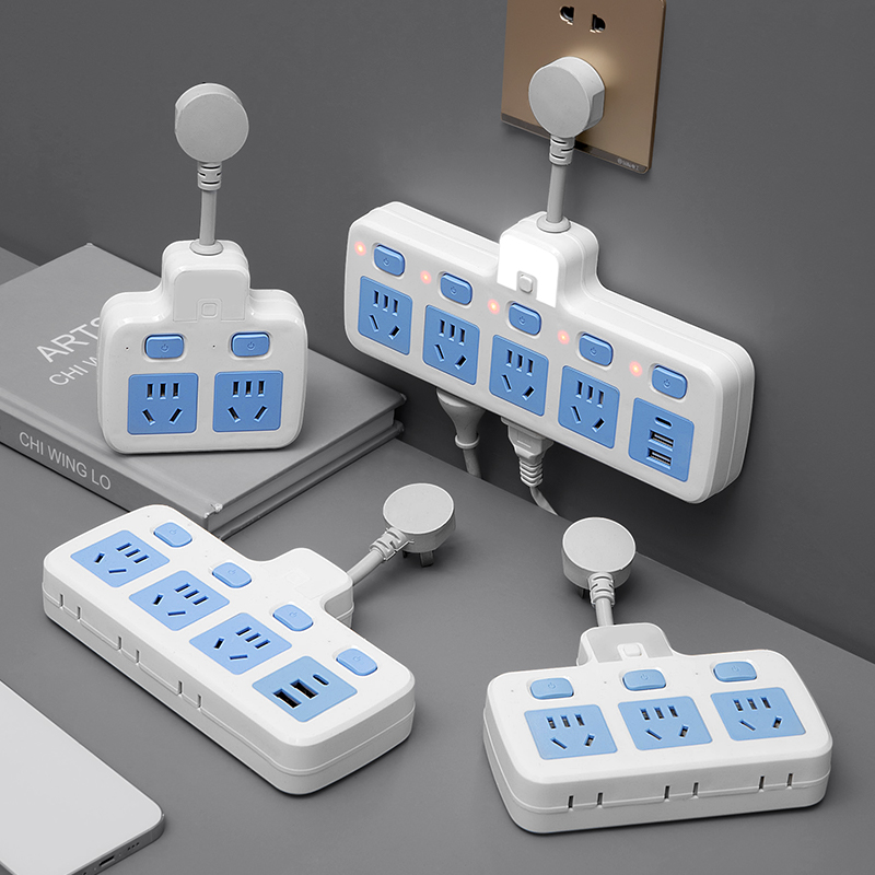 办公智能短线纯铜插座USB多功能多孔一转三四五排插转换器插排