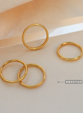 钛钢材质素圈光圈戒指尾戒指镀18K真金不褪色