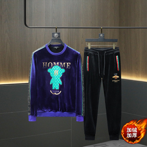 2023 秋冬金丝绒加绒加厚套装卫衣男 D302--T5502P235图片