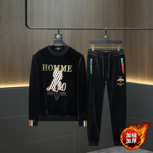 2023 秋冬金丝绒加绒加厚套装卫衣男 D302--T5501P235图片