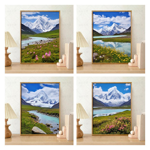 数字油画diy手绘浪漫治愈西藏神山萨普画客厅摆件装饰画