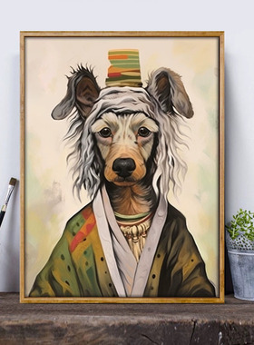 毕加索风格萌犬自画像数字油画diy手绘填色装饰画油彩画