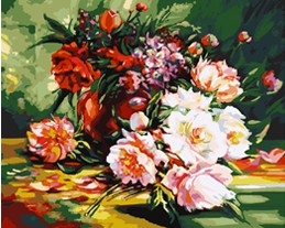 数字油画手绘diy填色油彩画植物花卉客厅装饰 GX3053 牡丹花盛放图片