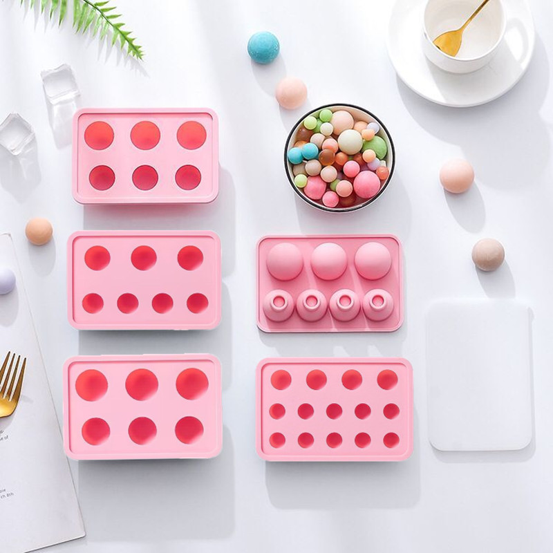 冰球圆形冰格硅胶模具山楂球月饼流心馅制冰盒夹心巧克力磨具带盖