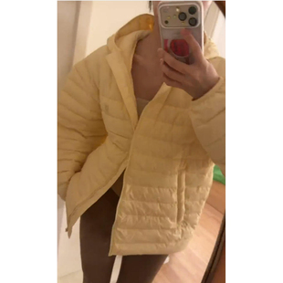 HGE睡格好觉 小鸡黄色慵懒风轻便连帽鸭绒服排骨羽绒服外套