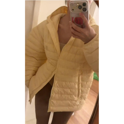 HGE睡格好觉 小鸡黄色慵懒风轻便连帽鸭绒服排骨羽绒服外套