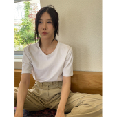 白短袖 基础款 女 正肩圆领显瘦纯色百搭T恤 HGE睡格好觉