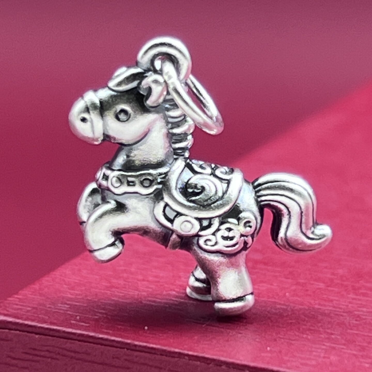 足银挂坠银饰3D古法富贵马小吊坠