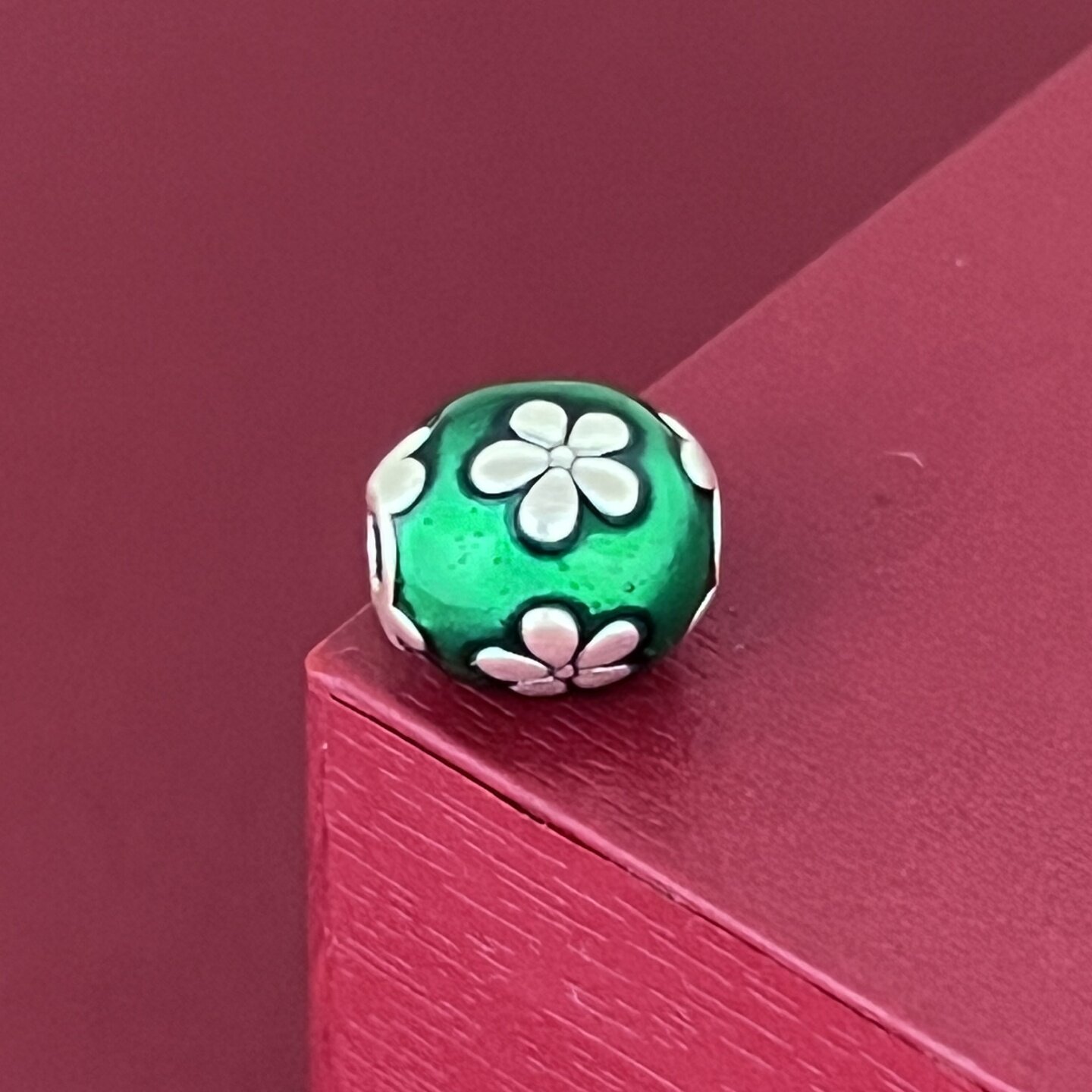 999纯银配件桃花转运珠珐琅彩胶复古做旧3D编绳散珠文玩小隔珠DIY
