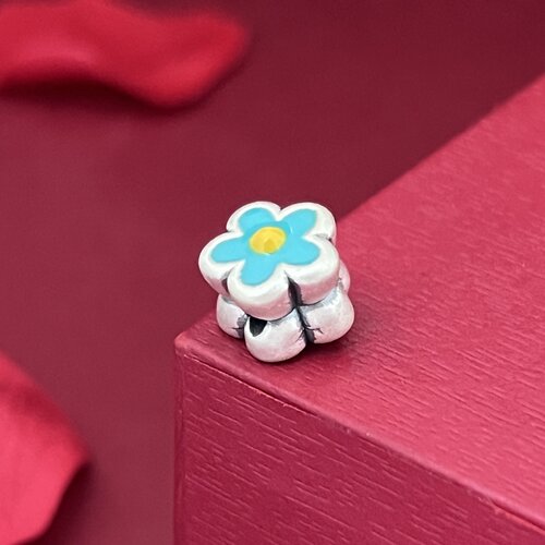999纯银配件桃花珐琅彩胶转运珠