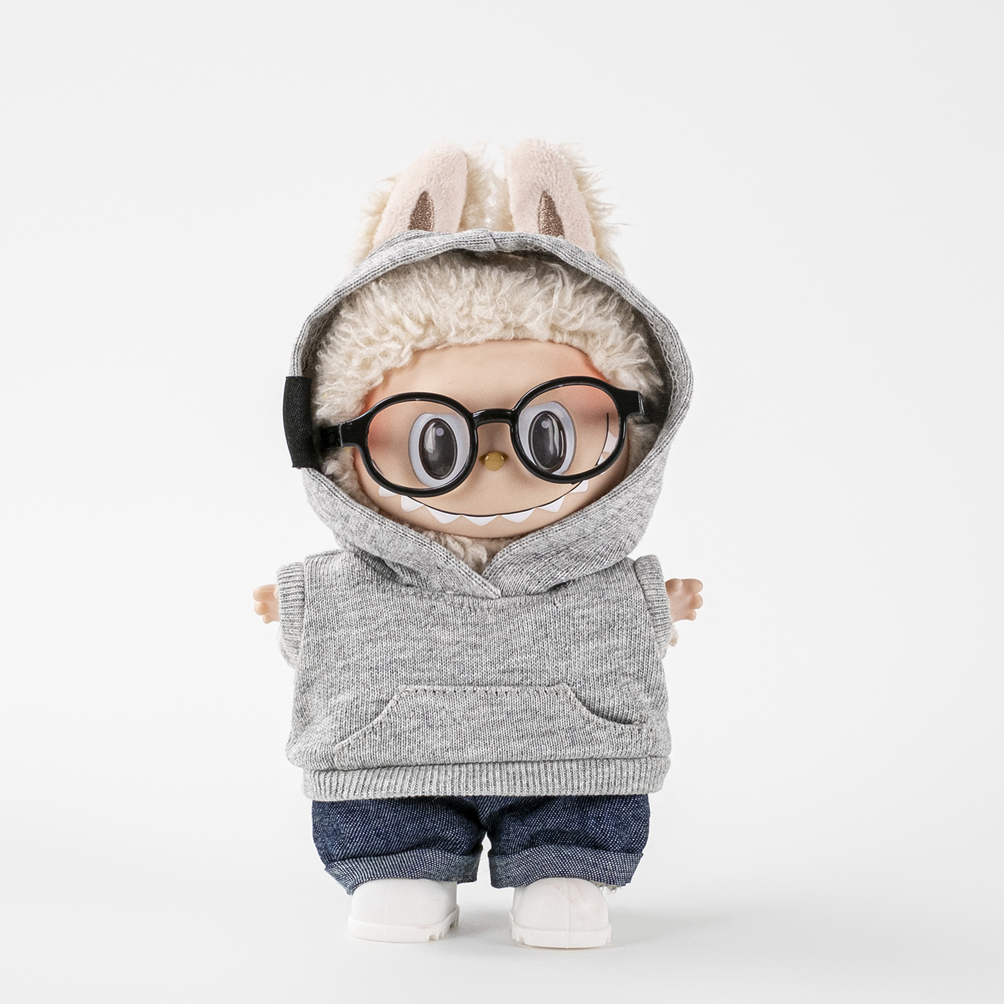 RMAX一二三代labubu娃衣适用17cm拉布布马卡龙坐坐派对卫衣套装潮