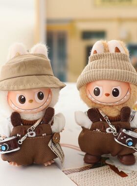 RMAX拉布布娃衣4代labubu衣服小狗T恤背带裤心底密码mini搪胶公仔