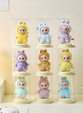 4代mini拉布布心底密码展示盒搪胶娃娃展示柜透明防尘盲盒收纳盒