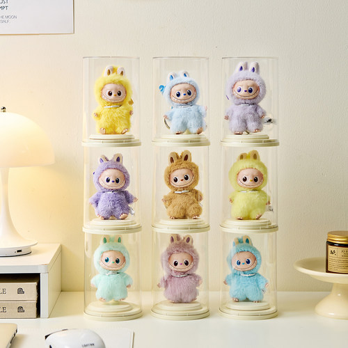 4代mini拉布布心底密码展示盒搪胶娃娃展示柜透明防尘盲盒收纳盒