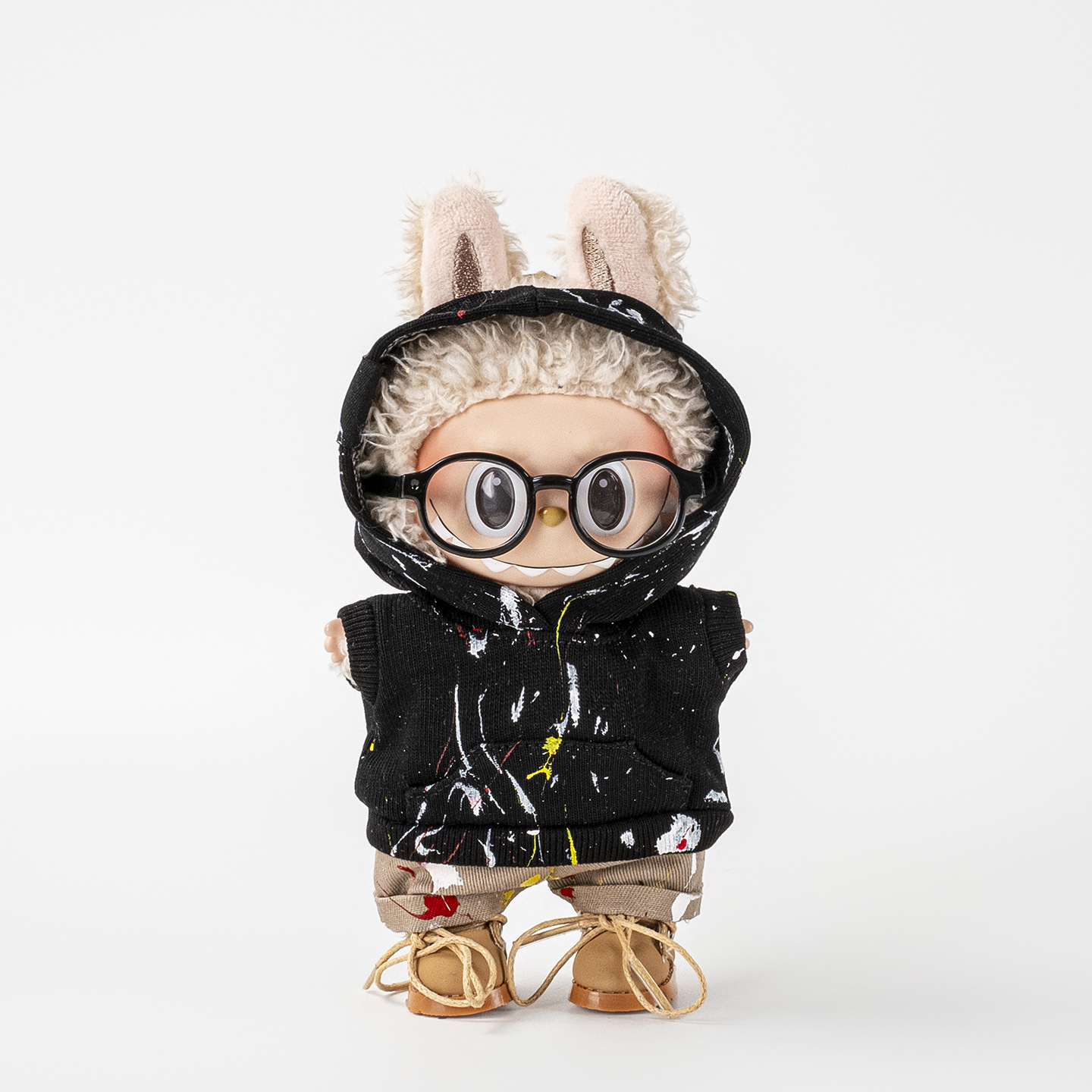 RMAX一二三代labubu娃衣适用17cm拉布布前方高能坐坐派对泼墨卫衣