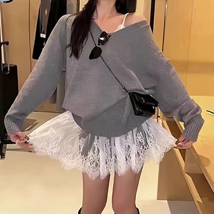 大码纯色纯欲风蕾丝裙花边吊带背心女内搭叠穿带胸垫美背长款打底