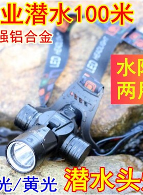 德国进口潜水头灯100米强光可充电超亮LED头戴式手电筒水下专业用