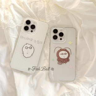 卡通蟑螂老年自唱熊适用15苹果14ProMax手机壳iPhone12全包17可爱13Pro软15Promax防摔11保护套16女X软8P情侣