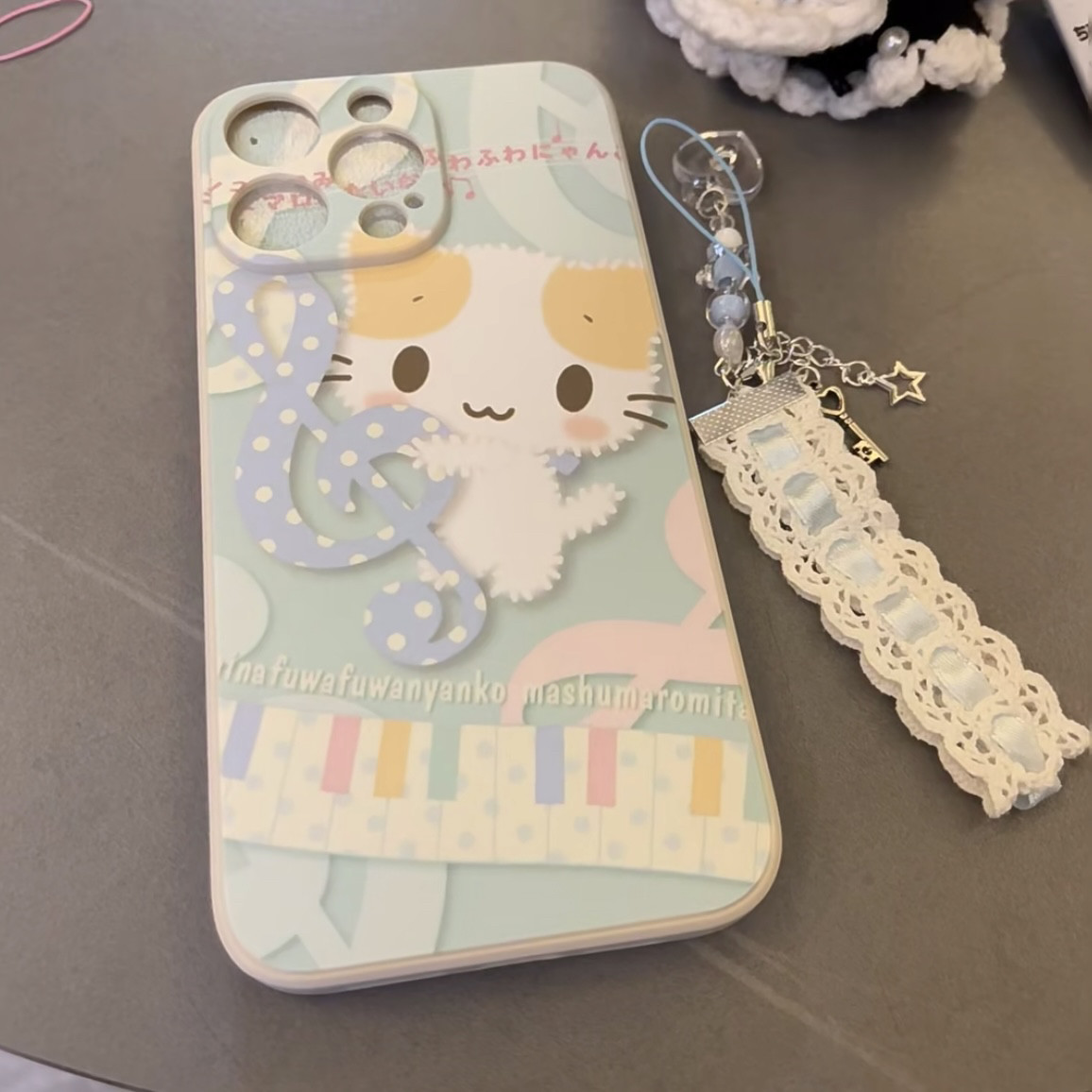 可爱音符小猫古董白软壳适用15苹果14ProMax手机壳iPho