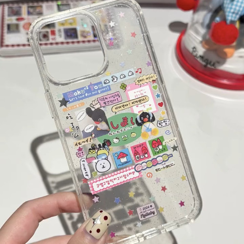 星星小企鹅公仔适用15苹果14ProMax手机壳iPhone12全包17可爱13Pro软15Promax防摔11保护套16女XR软8透12mini