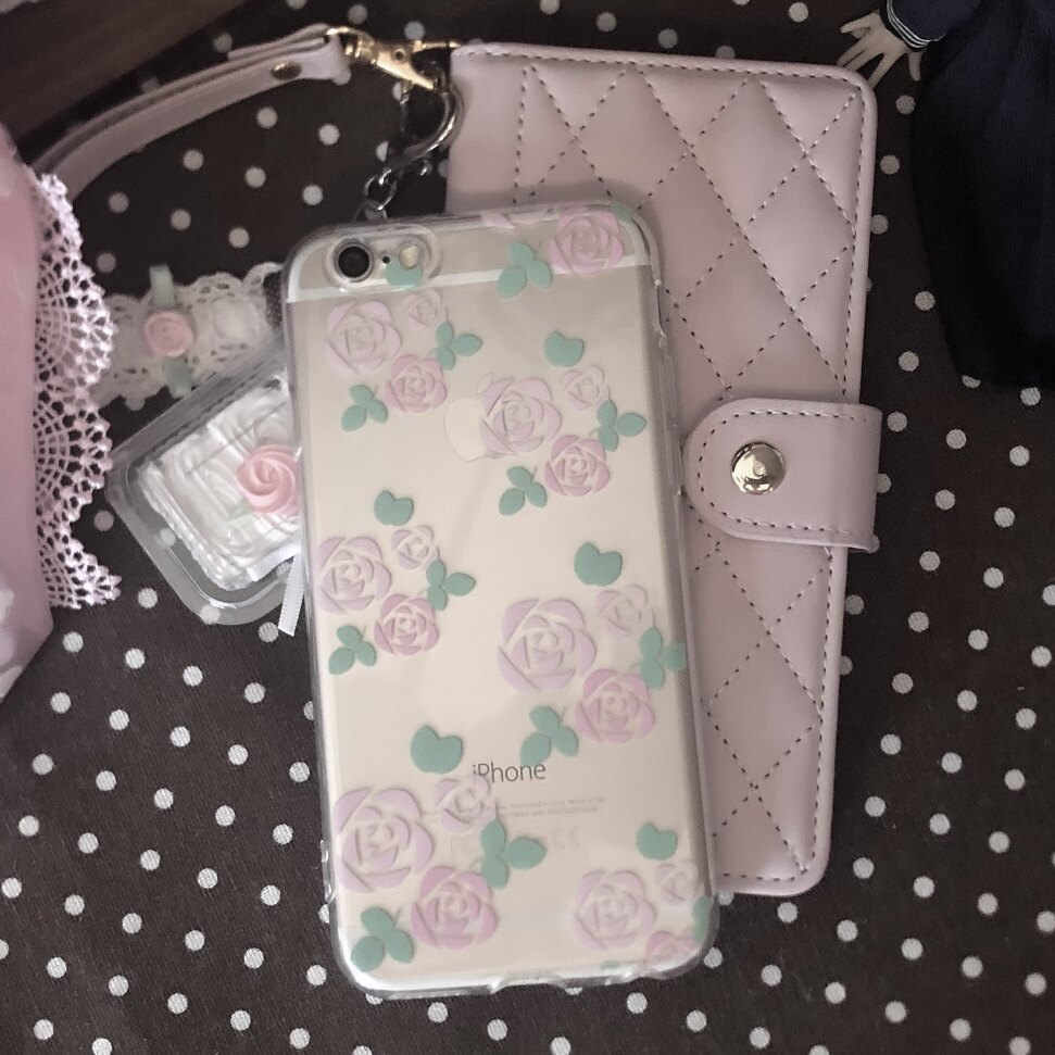 粉紫绿叶玫瑰花适用15苹果14ProMax手机壳iPhone12全包14可爱13Pro软17Promax防摔11保护套16女X软6情侣5s/se