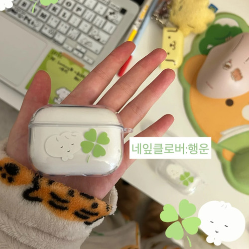 可爱四叶草饺子哇适用airpods pro2保护套苹果2/3代防摔pro耳机壳4代软Airpods 5代