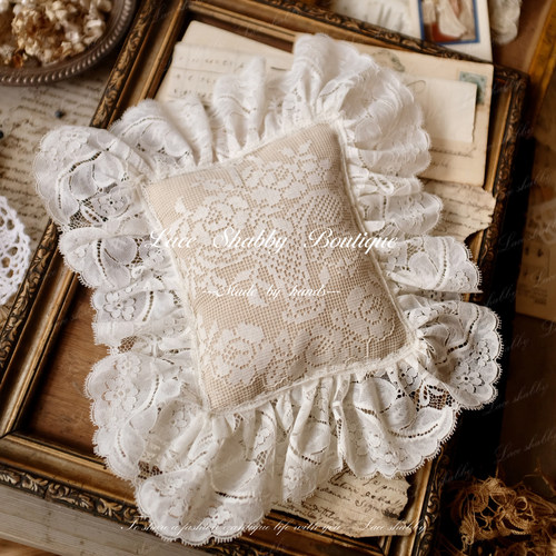 古董蕾丝荷叶边迷你抱枕靠枕靠垫