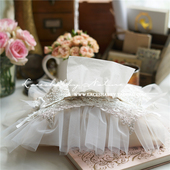 新款 定制LACESHABBY香槟色刺绣蕾丝钉珠布艺纸巾套车用家用