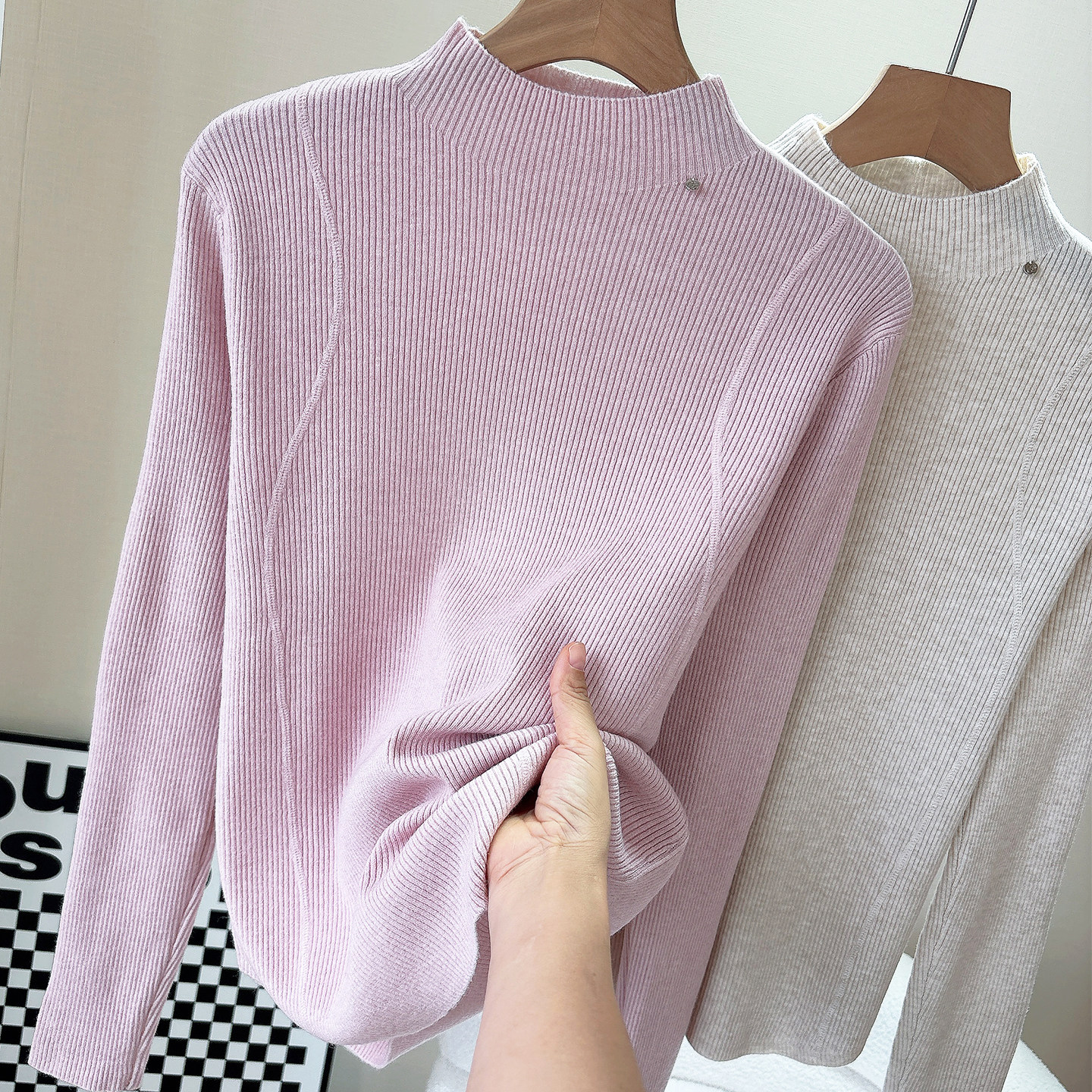 半高领针织衫长袖女上衣套头