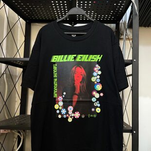 Billie Eilish碧梨周边美式INS小众设计感潮牌纯棉短袖T恤男女款