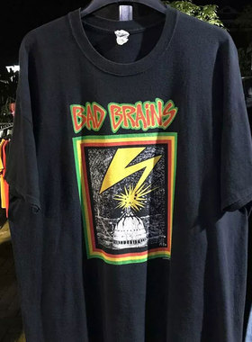 美式复古Bad Brains摇滚乐队短袖男女VTG高街休闲潮牌重磅纯棉t恤