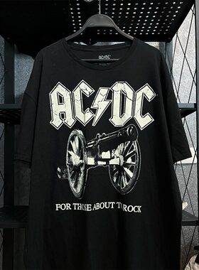 ACDC摇滚乐队周边朋克嘻哈复古高街潮牌印花纯棉短袖T恤男女同款
