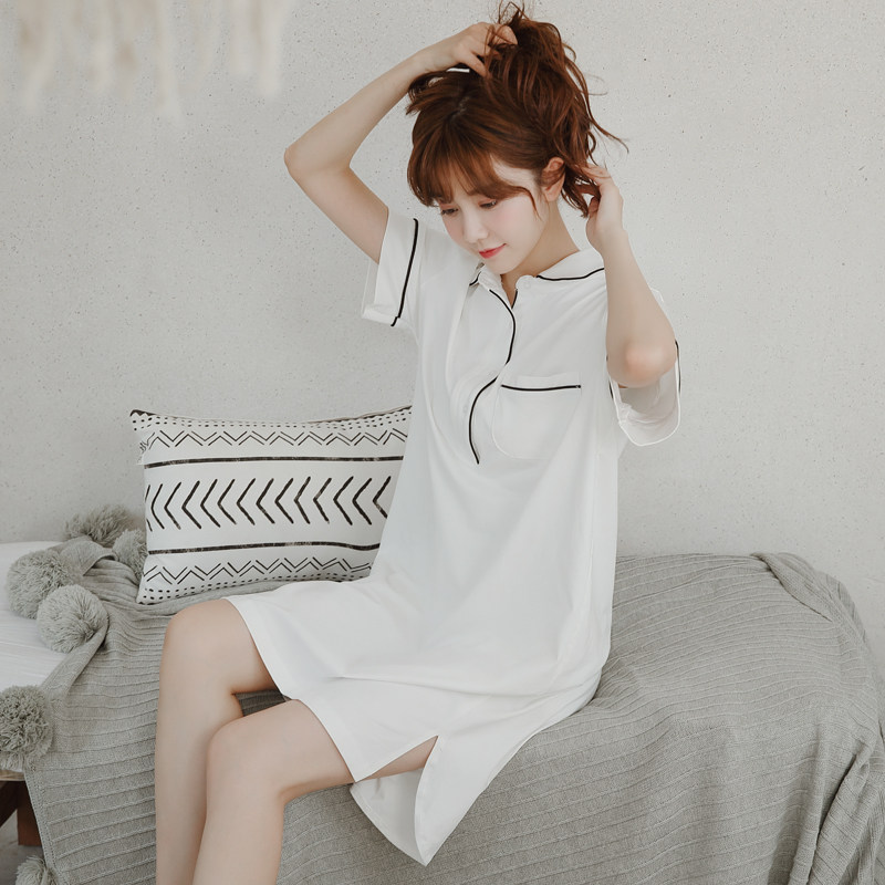 Nightdress summer Thin section pajamas Korean Edition Short sleeved pure cotton Easy have more cash than can be accounted for student Home Furnishings sexy Exorcismin the Lingerie/Men's underwear/Tracksuit , Lingerie  category - from Buy2taobao.com to provide professional Taobao agent buy service