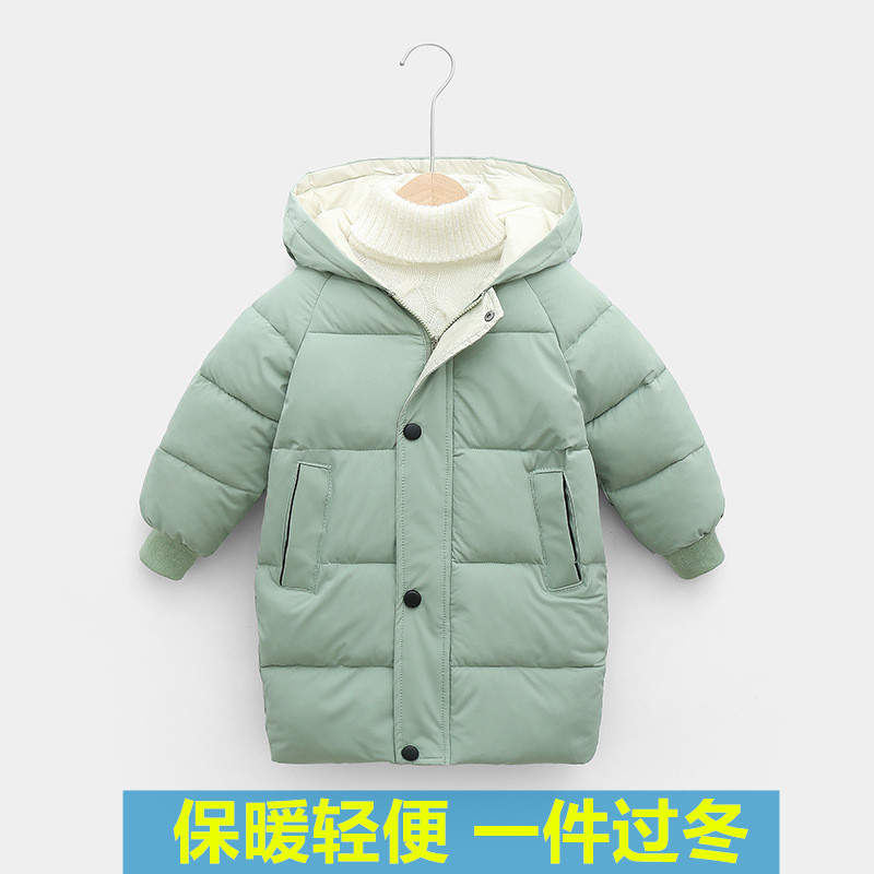 秋冬新品儿童羽绒棉服中长款棉袄男女中大童连帽加厚抗寒外套过膝